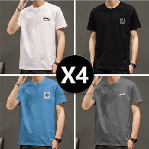 4 In 1 Men’s Fashion Short Sleeved T-shirt – Multi Color