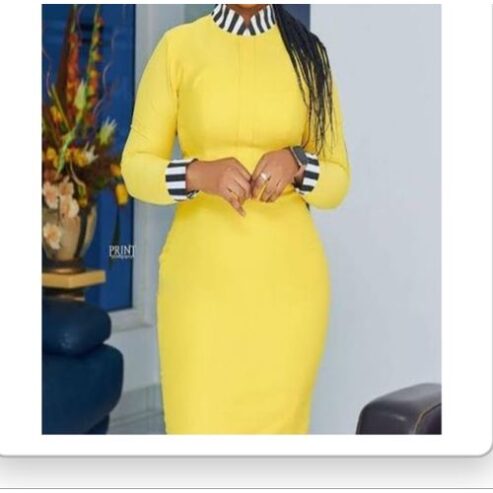 Yellow Fitted Corporate Gown